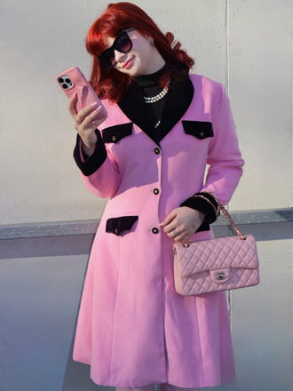 Rosa 1930er Samt Patchwork Taste Mantel