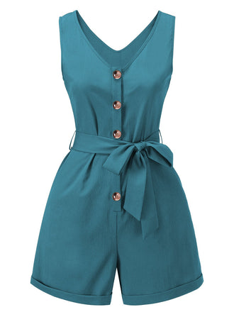 Blau 1950er V-Ausschnitt mit Knopfleiste und Krawatte