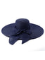 Marineblauer Raffia-Sonnenhut mit breiter Krempe und Band