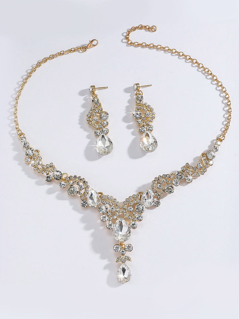 2PCS Rhinestone Halskette & Ohrringe Set