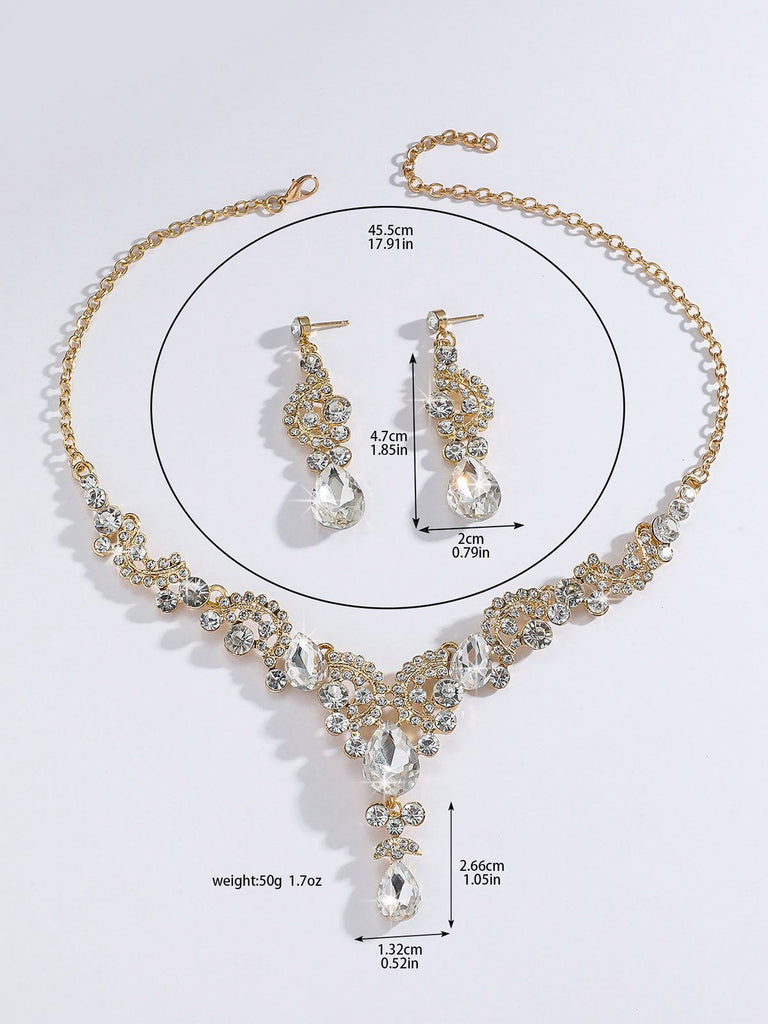 2PCS Rhinestone Halskette & Ohrringe Set