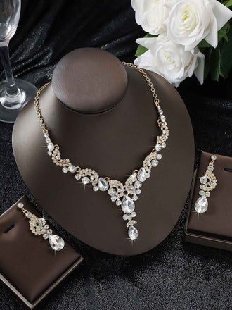 2PCS Rhinestone Halskette & Ohrringe Set