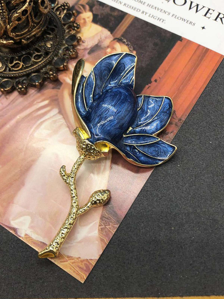 Emaille 3D Magnolie Blumen Brosche