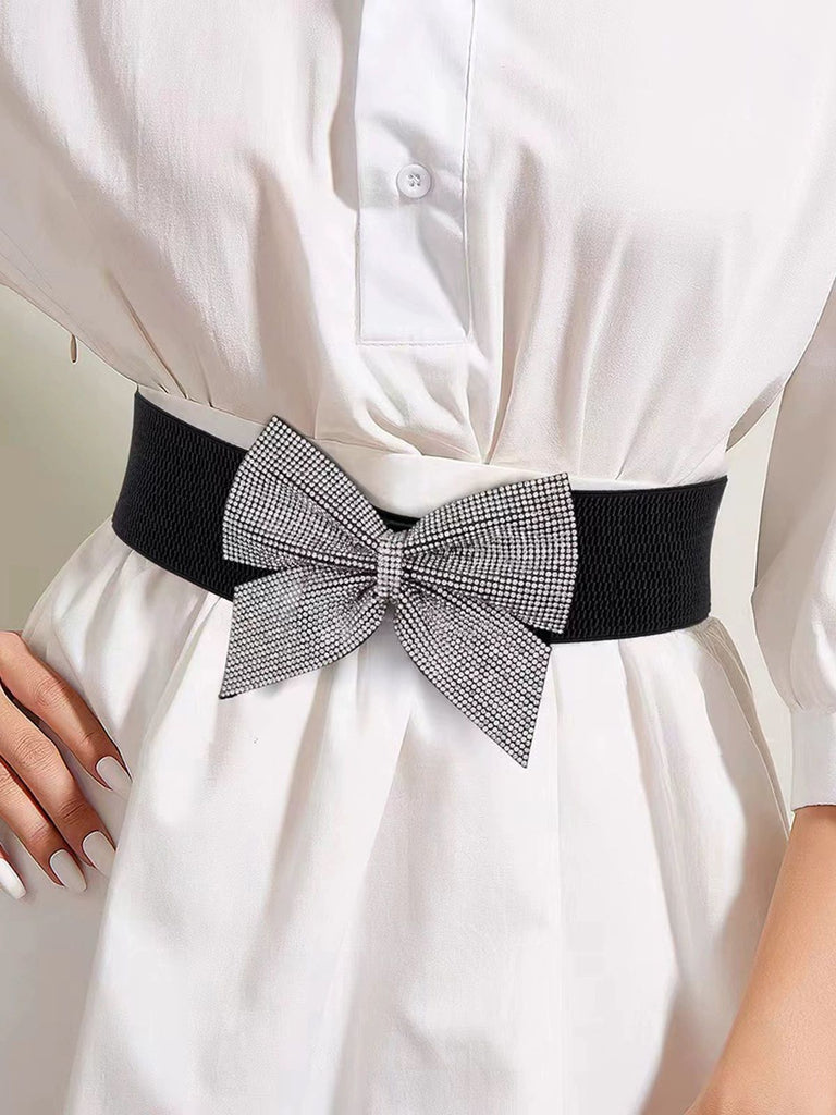 Schwarz Strassstein Bogen Hohe Dehnbarkeit Gürtel