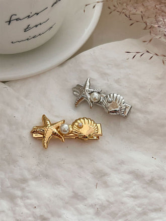 3D Seestern Muschel Perle Haarspange