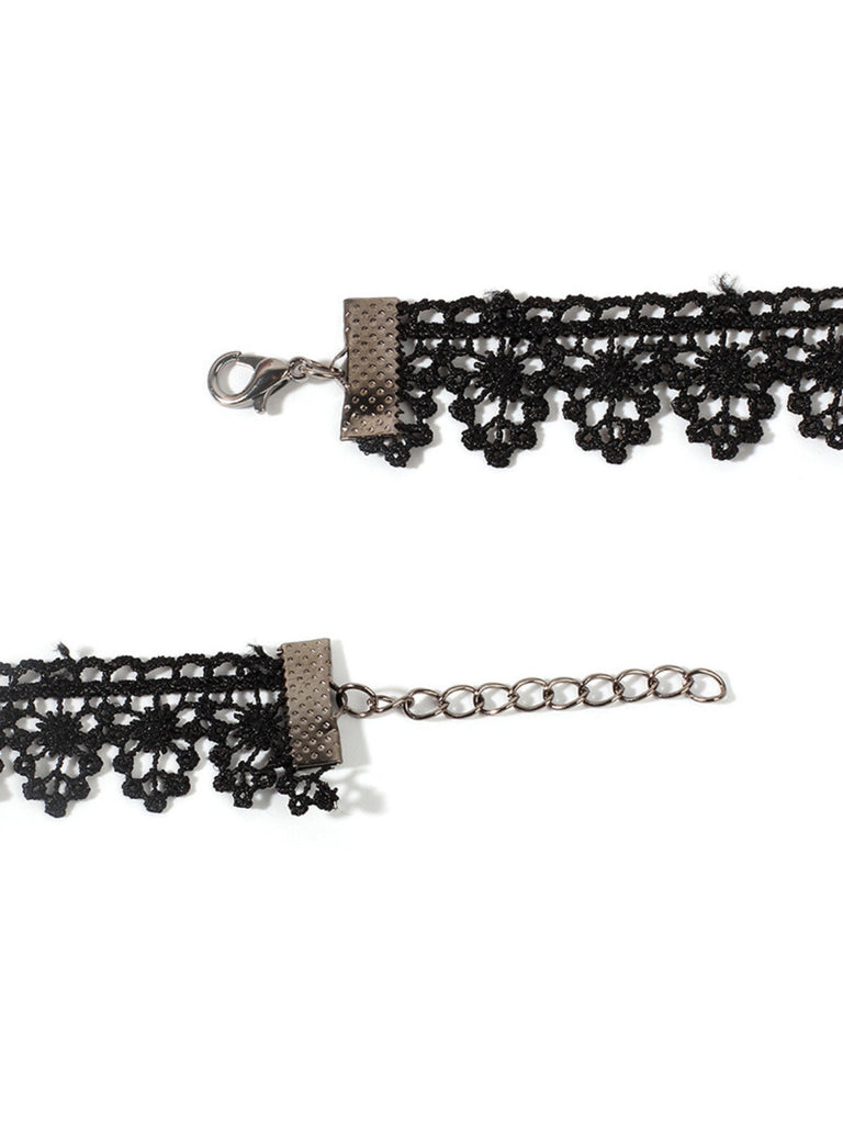 Rote Rose Gothic 3D Rose & Stickerei Spitze Choker Halskette