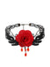 Rote Rose Gothic 3D Rose & Stickerei Spitze Choker Halskette