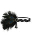 Schwarzes 20er Gatsby-Flapper-Stirnband mit Pfauenfedern und Quasten