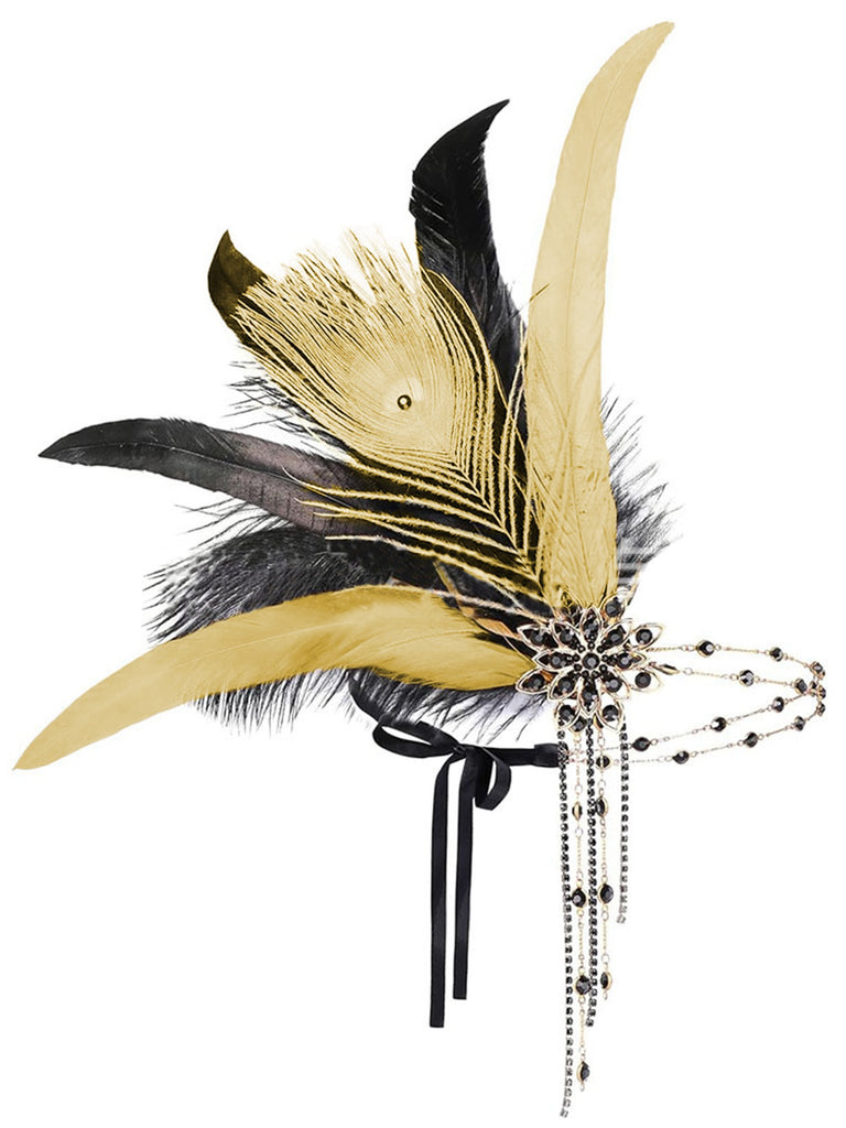 1920er Gatsby Pfau Feder Flapper Perlen Stirnband