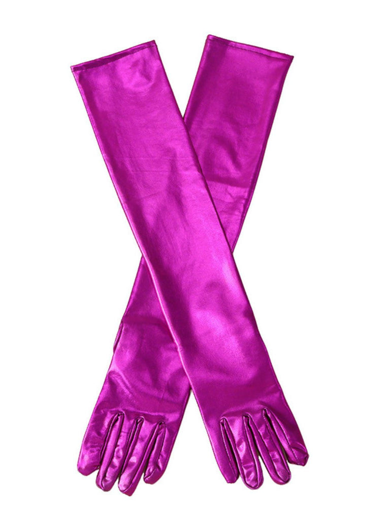 Lack Leder Solide Voll Finger Handschuhe