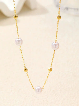Vintage Halskette mit feiner Goldkette und Perlen