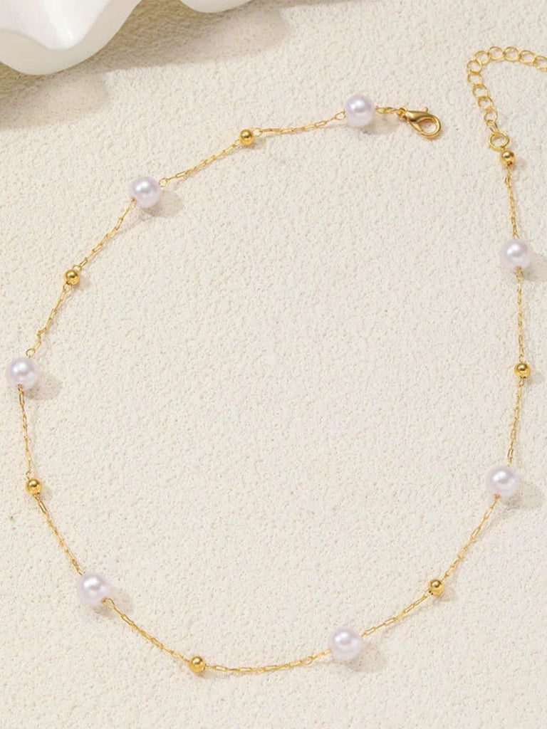 Vintage Halskette mit feiner Goldkette und Perlen