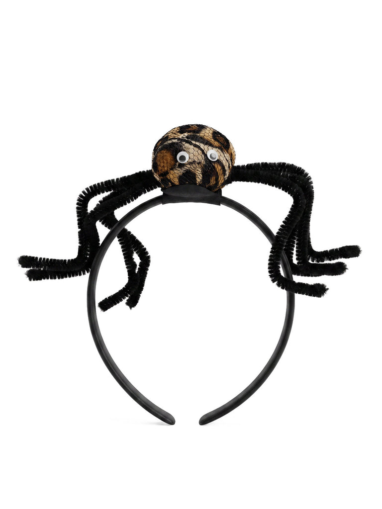 Schwarz Halloween Haarreif mit Leoparden-Print und Spinne