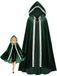 Grünes 50er Mittelalter-Halloween-Cape mit Kapuze und Kettenverschluss
