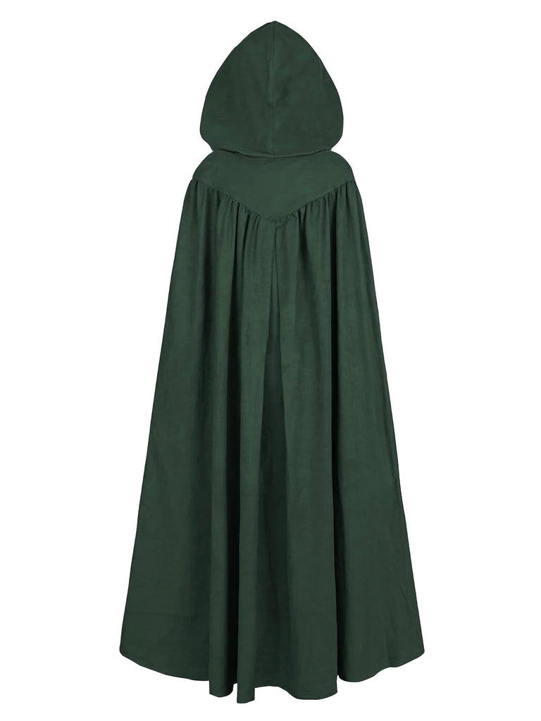 50er Mittelalter-Halloween-Cape mit Kapuze und Kettenverschluss