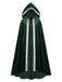 Grünes 50er Mittelalter-Halloween-Cape mit Kapuze und Kettenverschluss