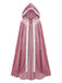 Grünes 50er Mittelalter-Halloween-Cape mit Kapuze und Kettenverschluss