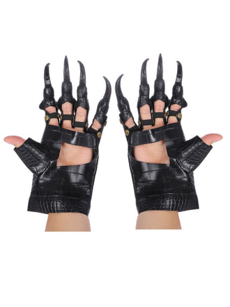 Schwarze Gothic-Handschuhe mit Krallenfingern