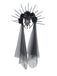 Schwarzer Gothic-Haarschmuck mit Rosenschleier und Spikes