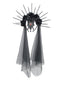 Schwarzer Gothic-Kopfschmuck mit Rosen, Schleier und Spikes