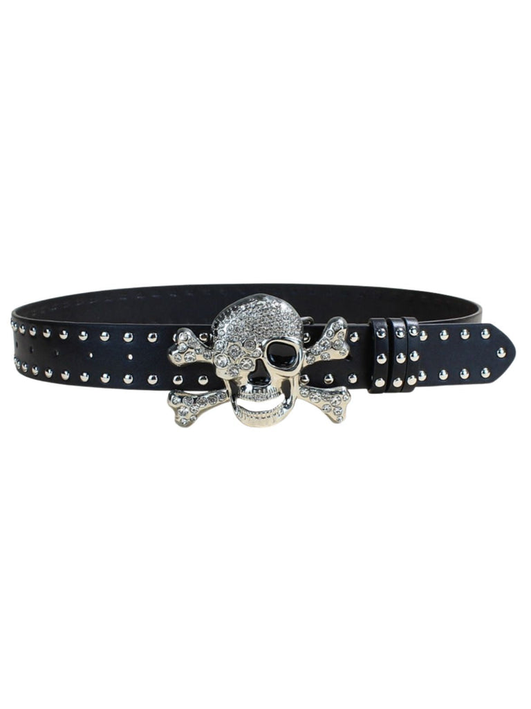 Halloween Gothic Accessoire-Gürtel mit Totenkopf und Strass