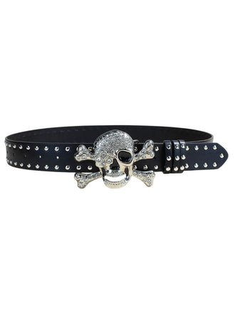 Halloween Gothic Accessoire-Gürtel mit Totenkopf und Strass