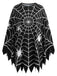 Schwarzes 60er Halloween Cape mit Spinnennetz-Print