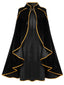 Schwarzes 50er Royal-Cape mit Goldbesatz und Wildleder-Optik