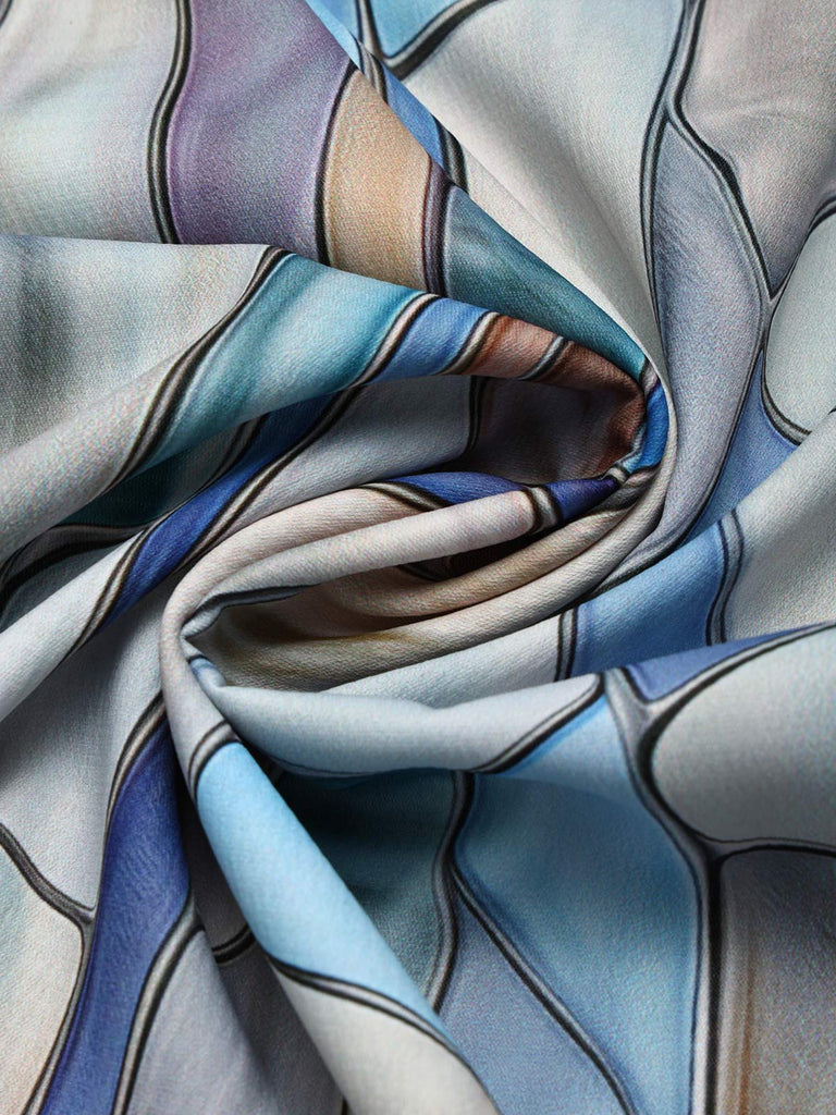70er Kimono mit Glasfenster- und Geometrie-Print