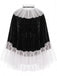 80er Gothic Set mit Samt-Cape, Tüll-Strumpfhose und Pompons