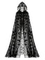 Schwarzes 30er Halloween-Kapuzencape mit Fledermaus-Print