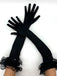 Schwarze Opernhandschuhe mit Perlen und Rüschen