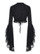 Schwarzes 70er Gothic Cape mit Spitze und Glockenärmeln