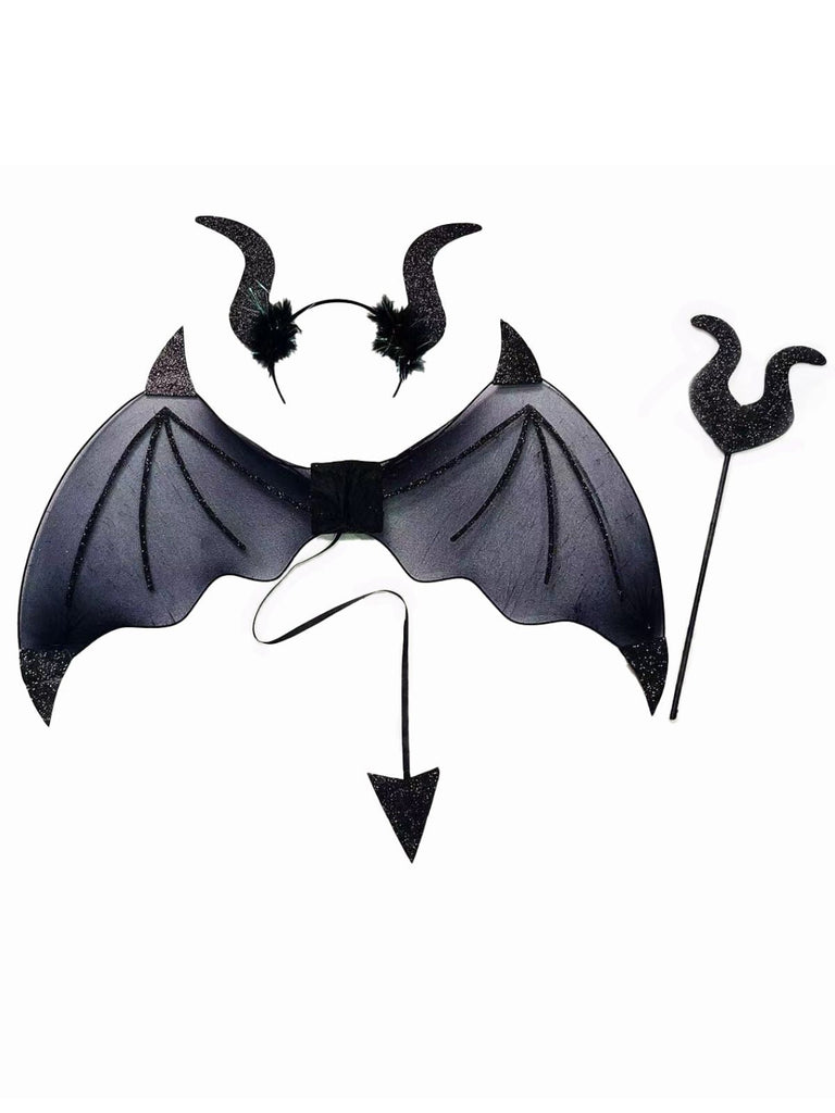 Halloween Dämonen-Cosplay-Accessoire-Set mit Fledermausflügeln
