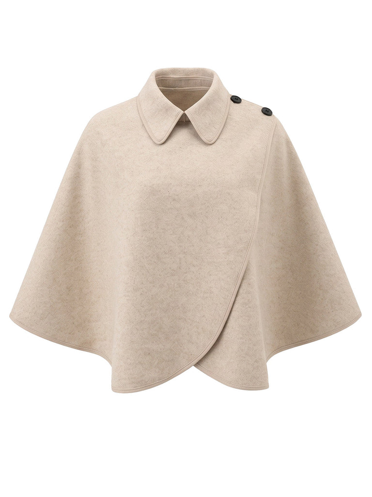 70er Cape mit asymmetrischer Schulterknopfleiste