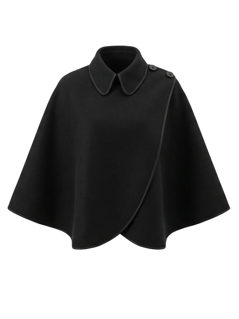 70er Cape mit asymmetrischer Schulterknopfleiste