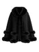 50er Wildleder-Cape mit Kunstpelzbesatz