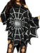 70er Gothic Halloween Poncho mit Spinnennetz