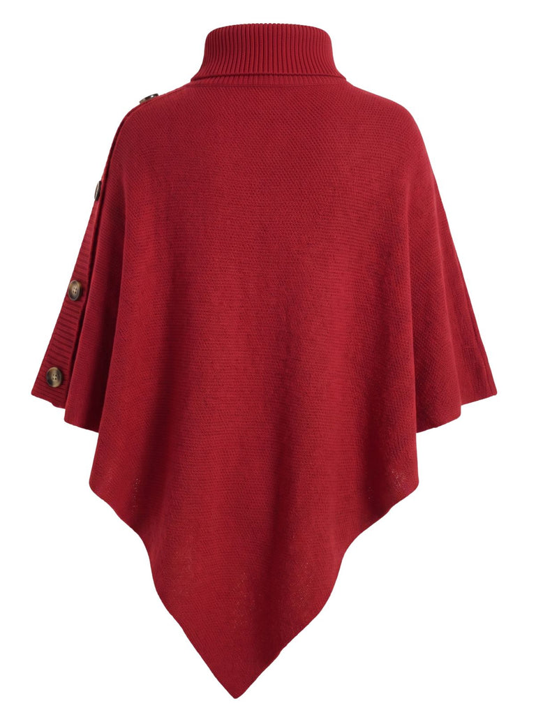 50er Strickponcho mit Rollkragen