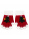 Fingerlose Weihnachts-Strickhandschuhe mit Tannenbäumen und Bommeln