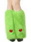 Grüne flauschige Weihnachtsmonster-Handschuhe oder Beinstulpen mit Herzpatch