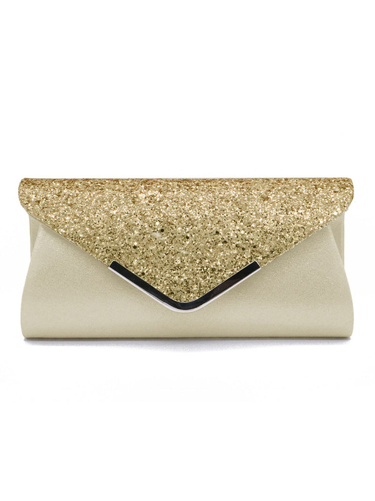 Retro Pailletten Leder Abendtasche