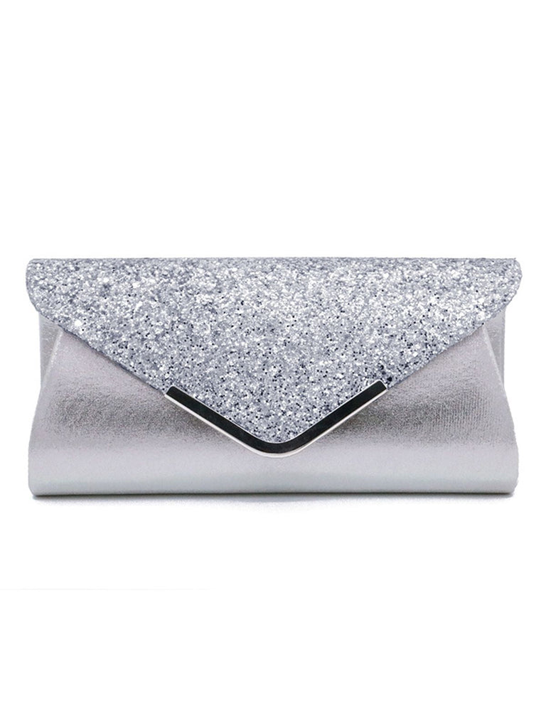 Retro Pailletten Leder Abendtasche