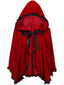 Roter 50er Halloween-Samtumhang im Rotkäppchen-Stil mit Spitzenbesatz
