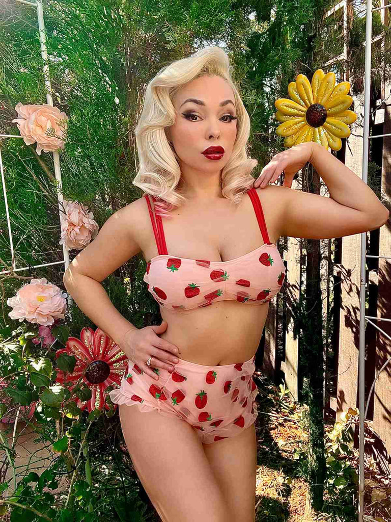 SPITZEN-ERDBEER-CAMI-TANKINI-SET