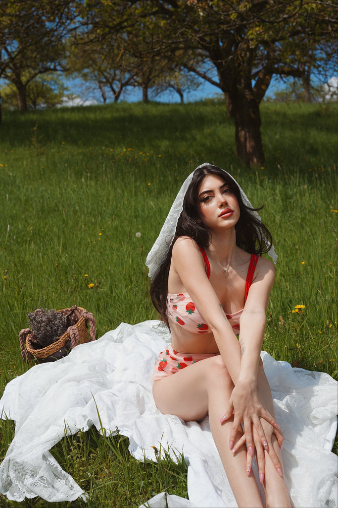 SPITZEN-ERDBEER-CAMI-TANKINI-SET