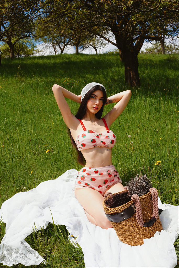 SPITZEN-ERDBEER-CAMI-TANKINI-SET