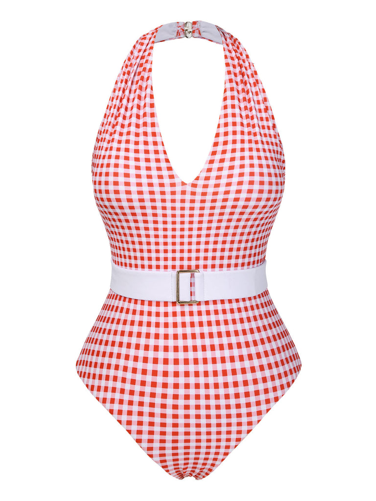 GRÜNER JAGUAR VINTAGE HALFTER EINTEILIGER BADEANZUG