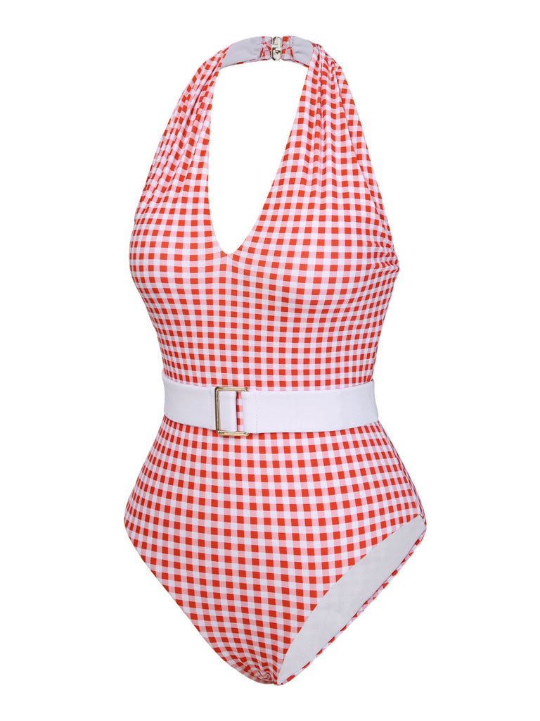 GRÜNER JAGUAR VINTAGE HALFTER EINTEILIGER BADEANZUG