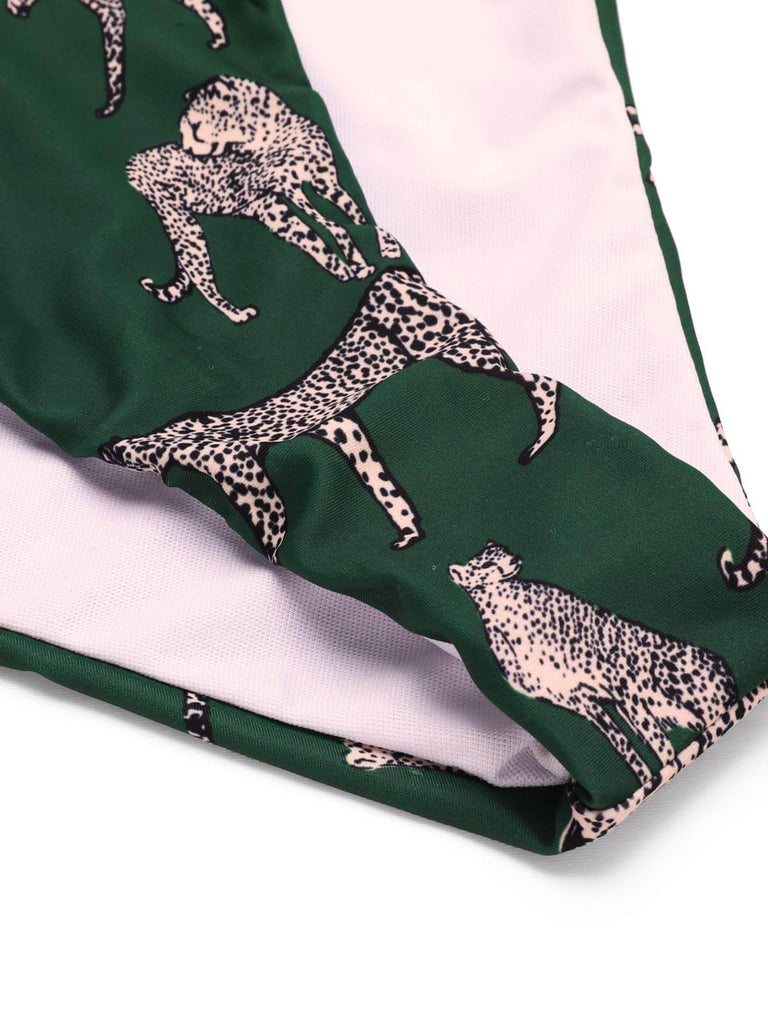 GRÜNER JAGUAR VINTAGE HALFTER EINTEILIGER BADEANZUG